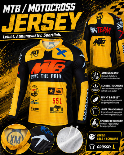 Mtb motocross jersey gelb - motocross,