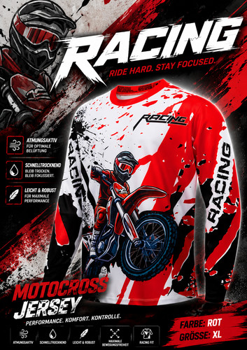 Motocross jersey langarm rot - motocross,