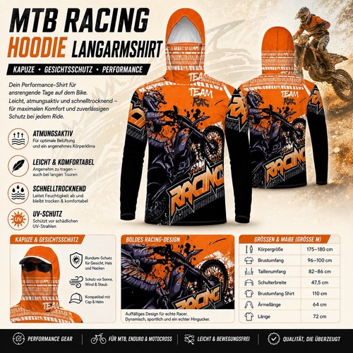 Mtb racing hoodie langarmshirt - racing,